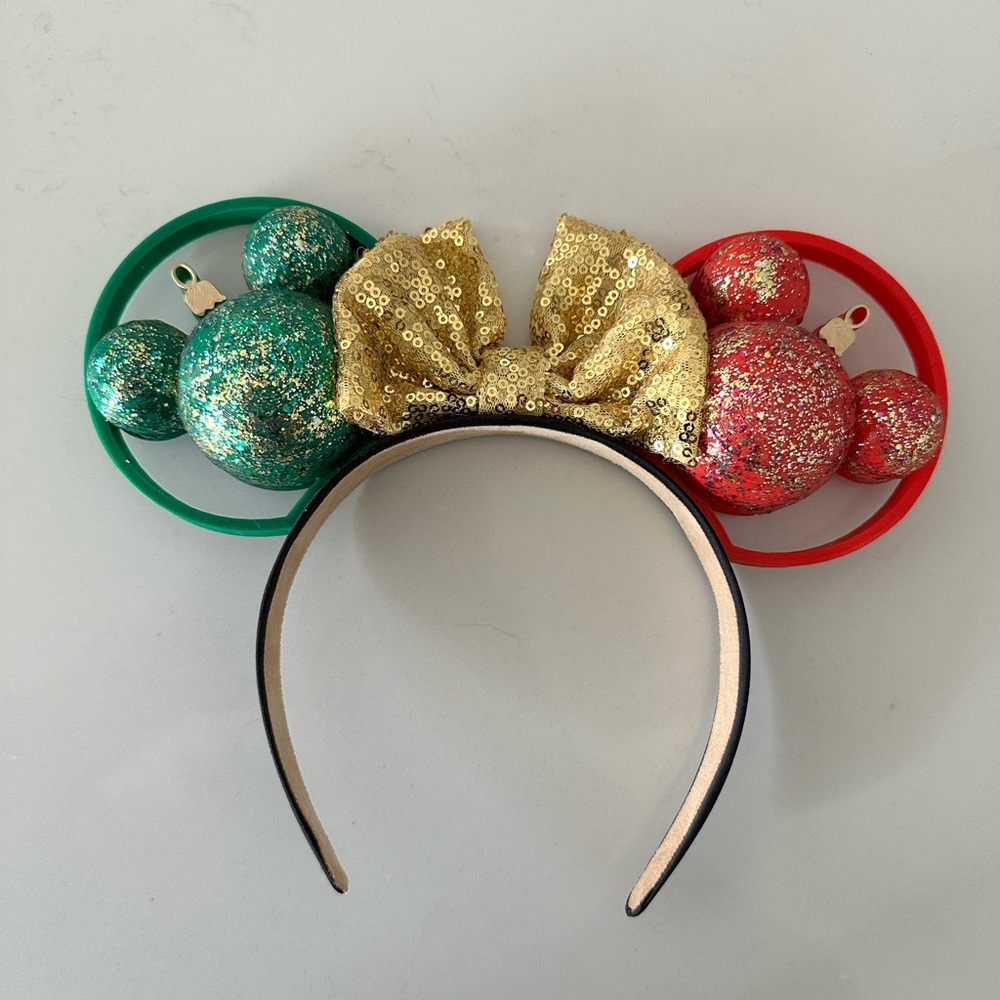 Disney Mickey Minnie Mouse Silhouette Holiday Christmas Ornament Headband